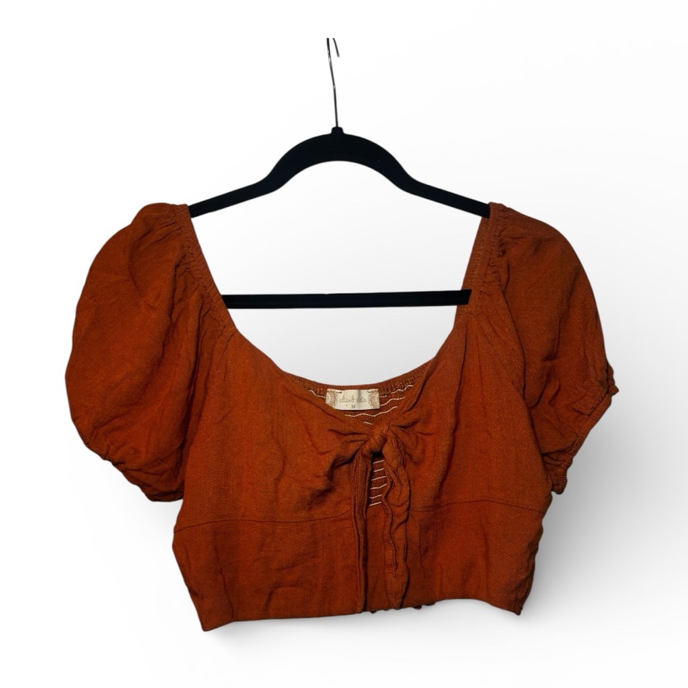Women's Rust Puff Sleeve crop Top